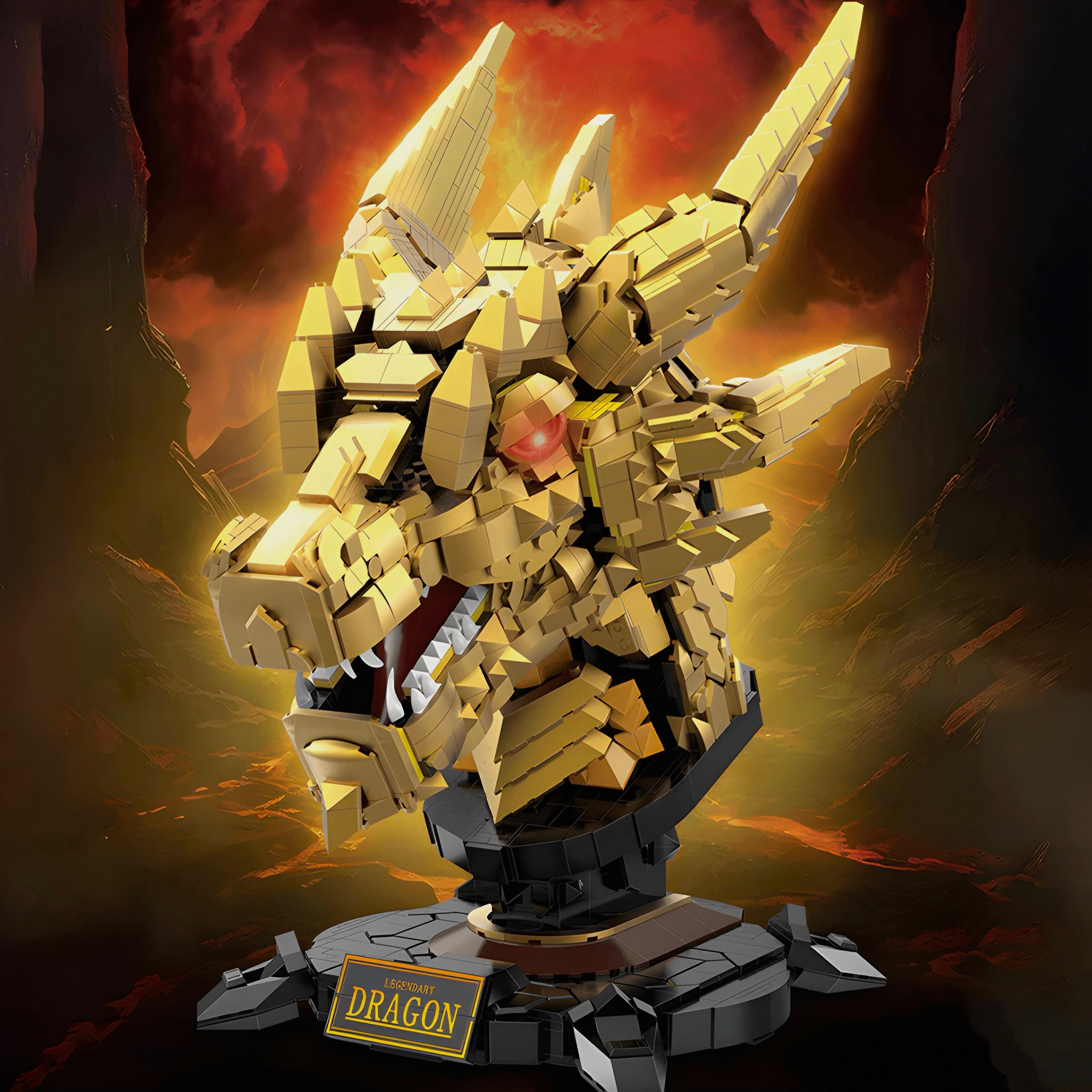 Gold Edition Dragon Head | 2572pcs | Block World