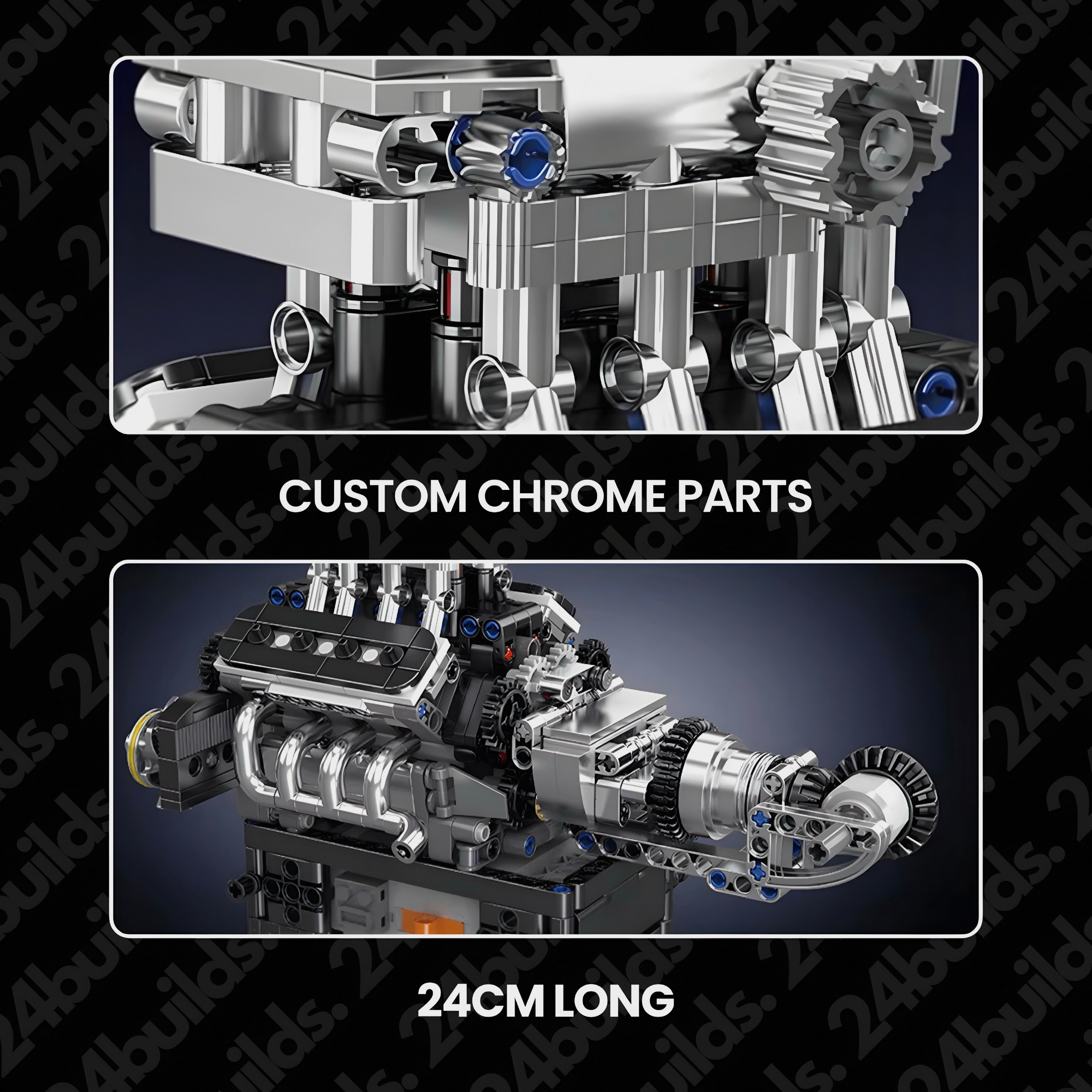 Motorised British Supercar V8 Engine | 736pcs
