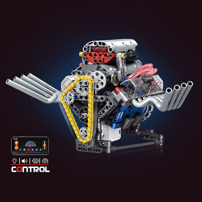 Supercar V8 Engine - real photo with app remote control, dark studio