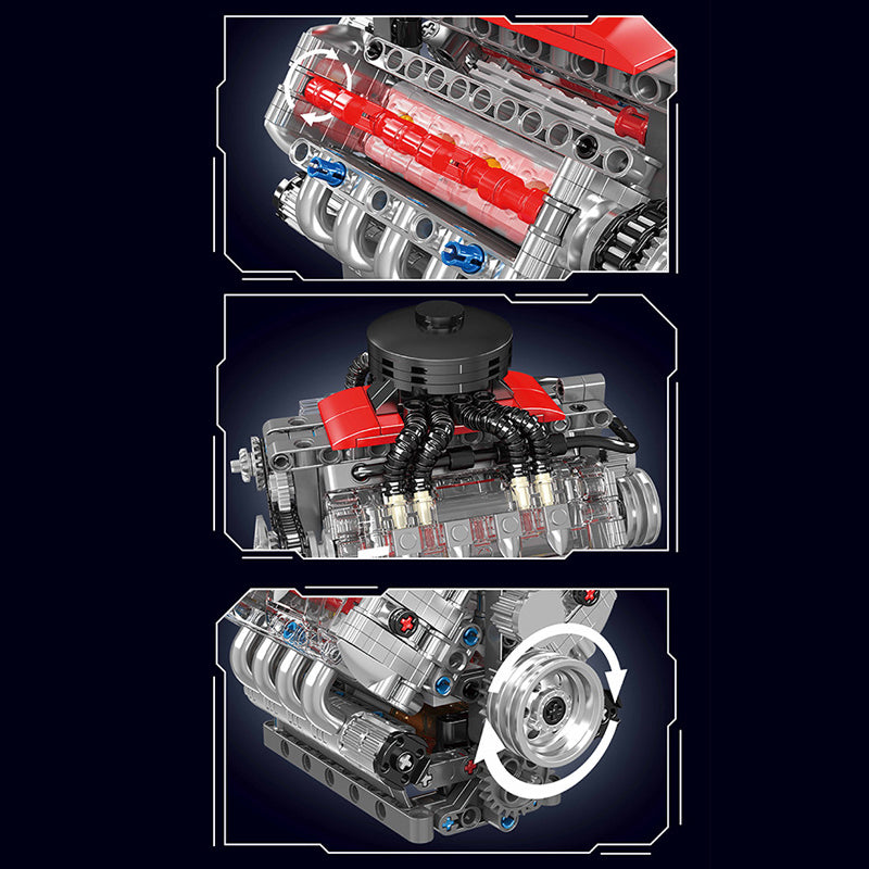 LSX454 V8 Engine - three angles, dark studio