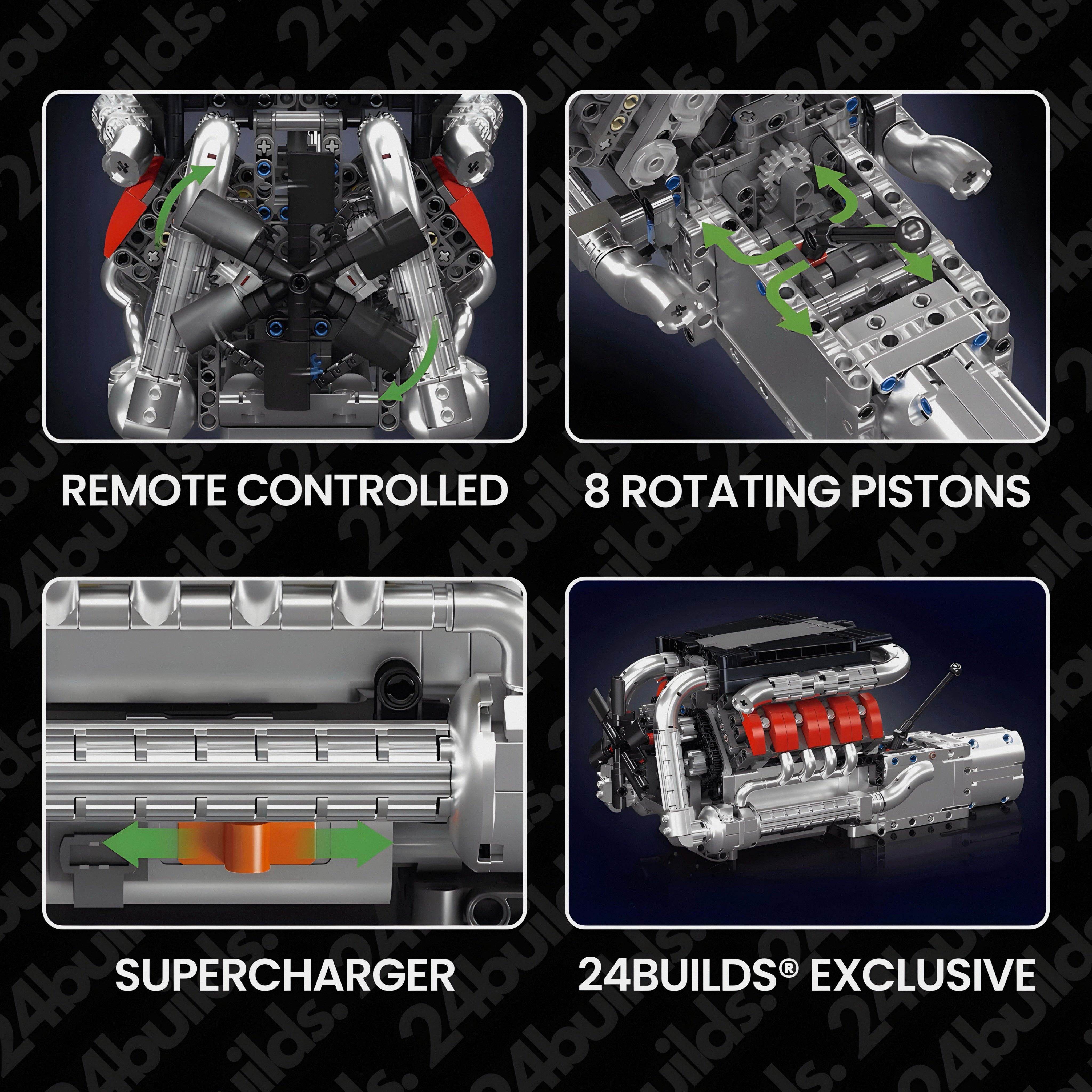 Motorised German V8 Engine & Gearbox | 1168pcs
