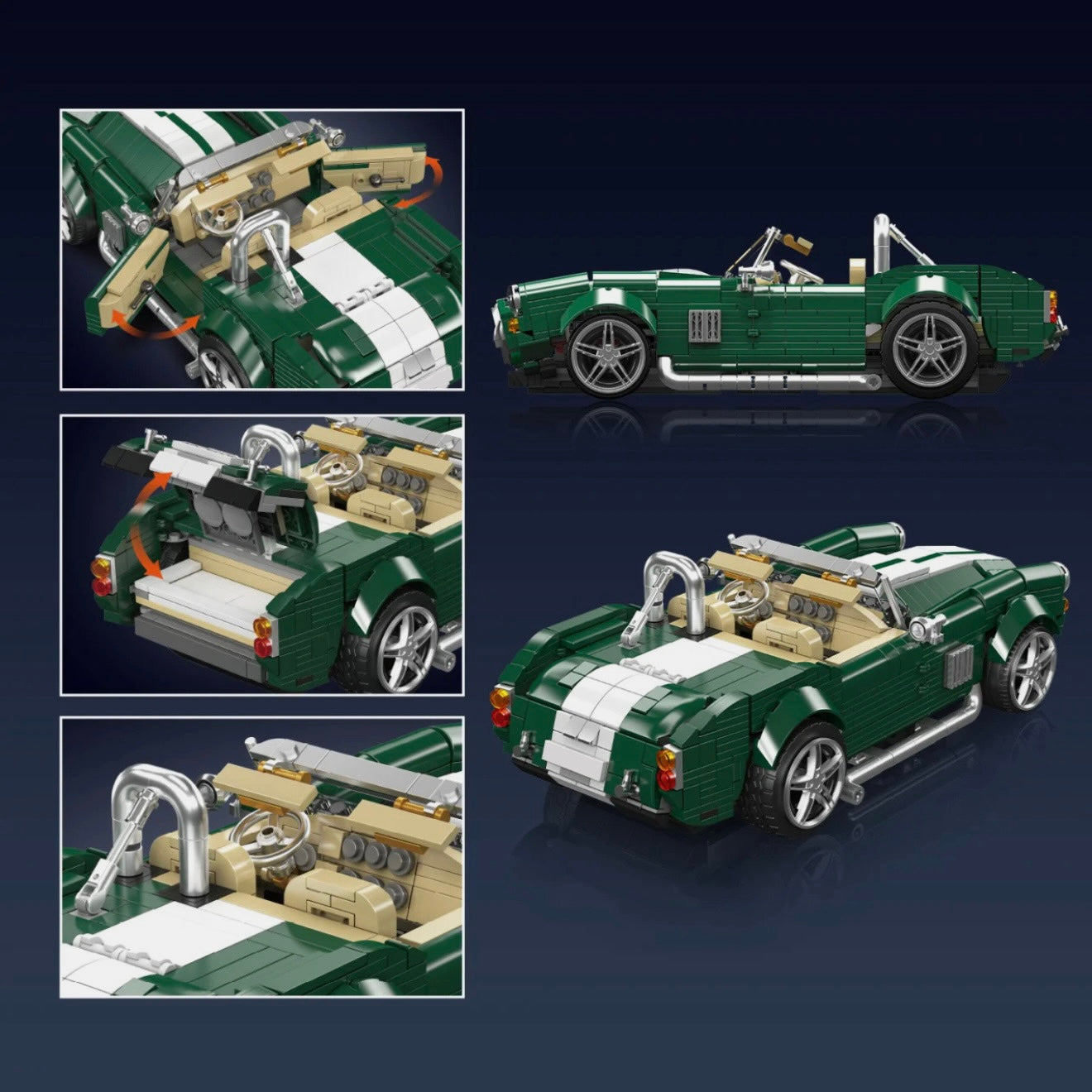 American V8 Classic Roadster | 1198pcs | Block World