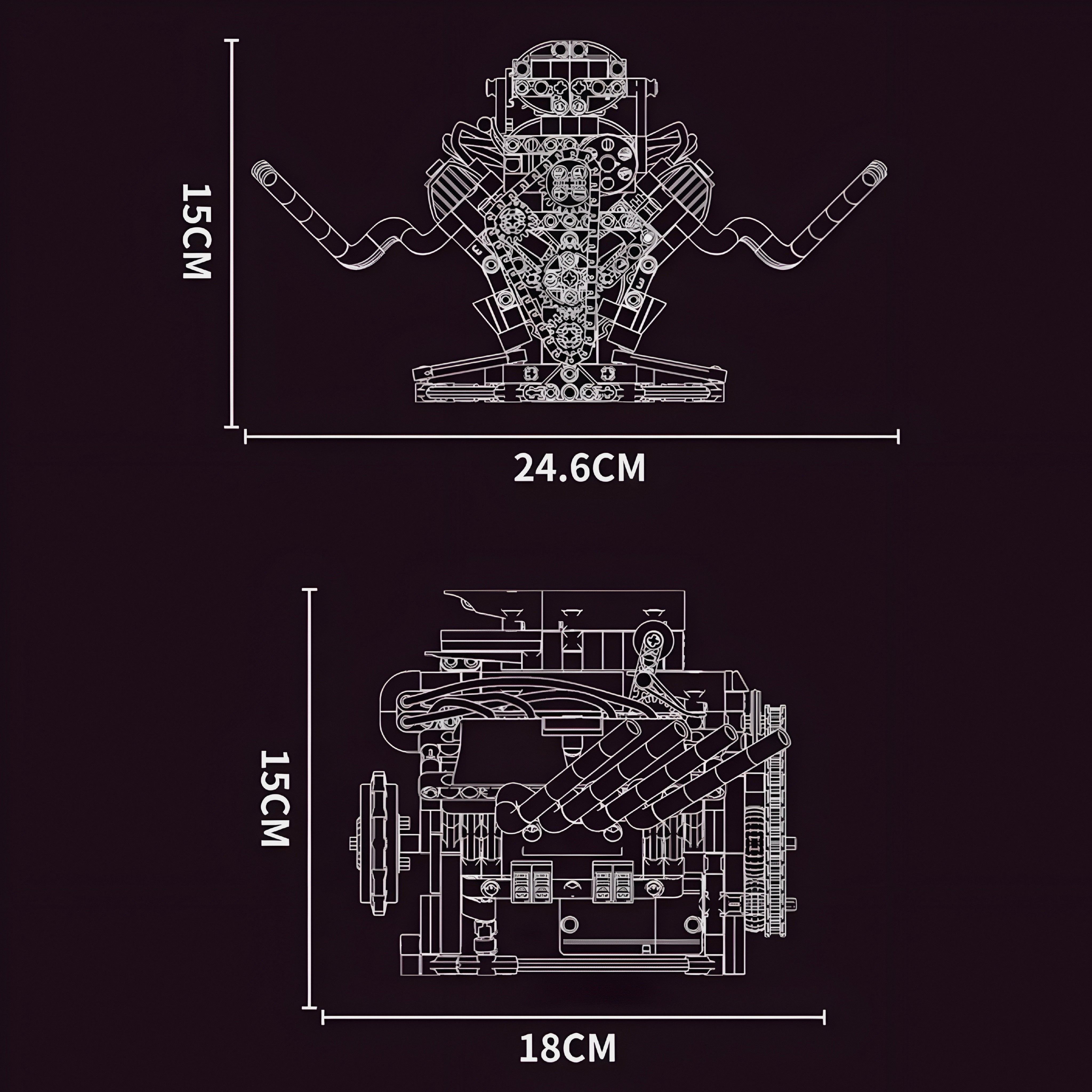 Motorised Hot Rod V8 Engine | 662pcs