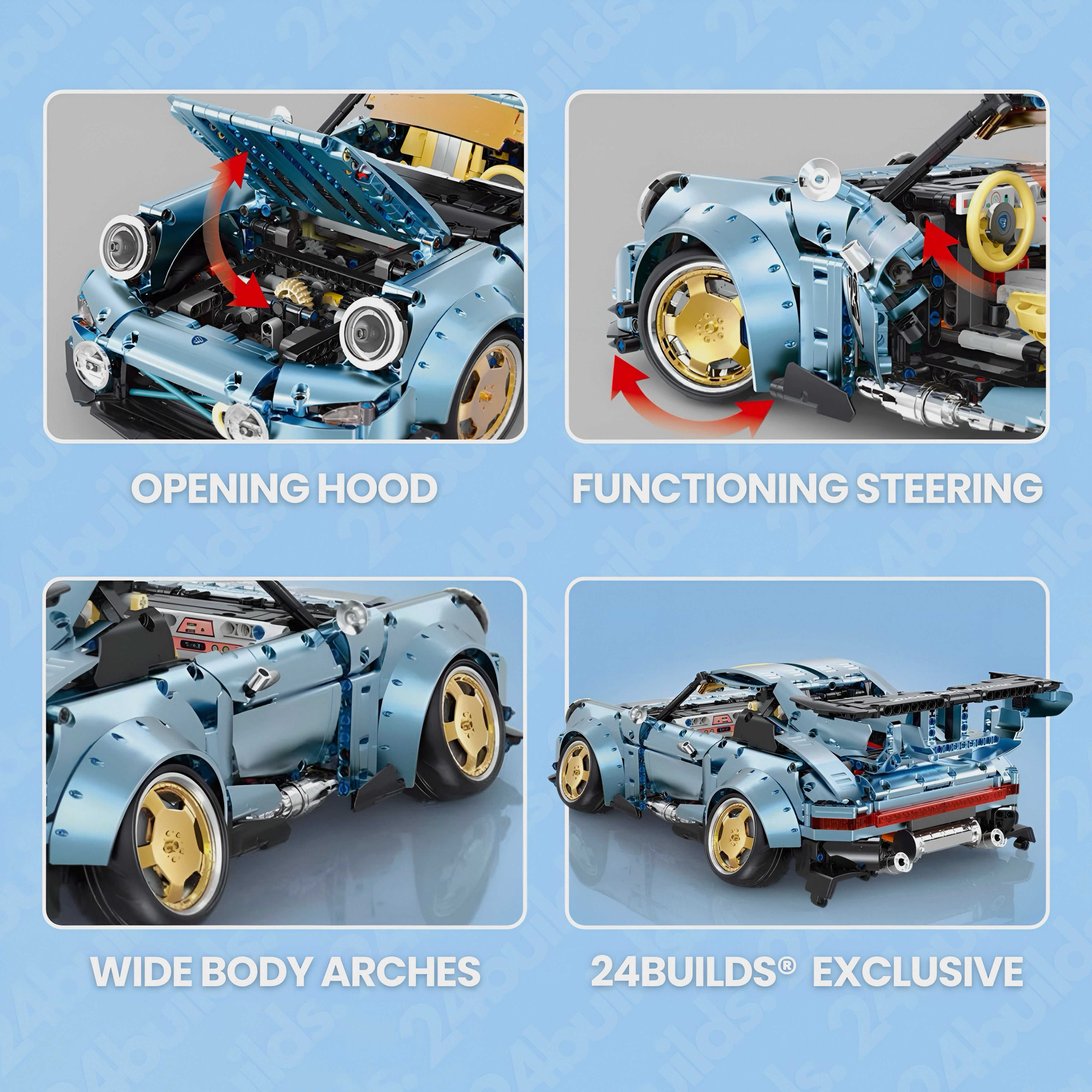 Baby Blue 911 (993) RWB | 2368pcs | Block World