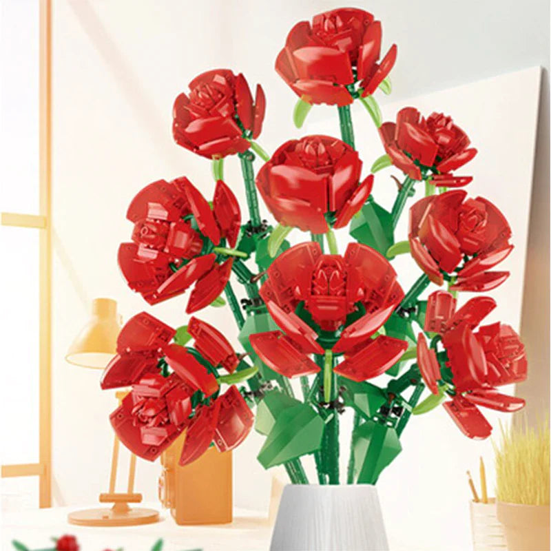 Bouquet of Nine Red Roses | 568pcs | Block World