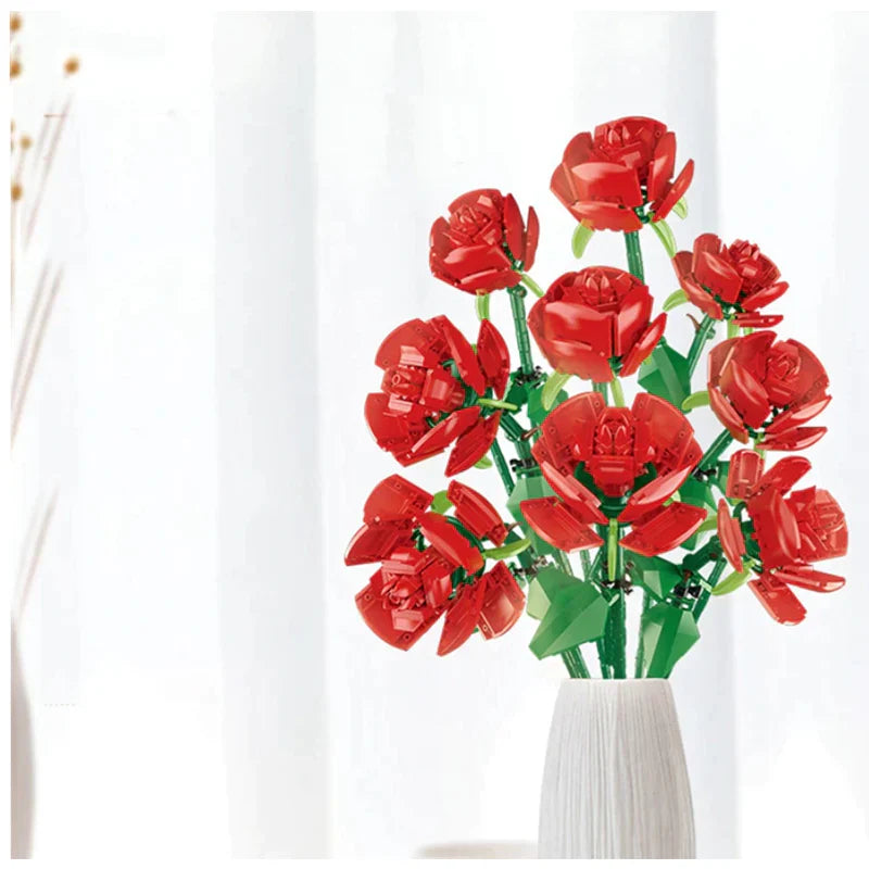 Bouquet of Nine Red Roses | 568pcs | Block World