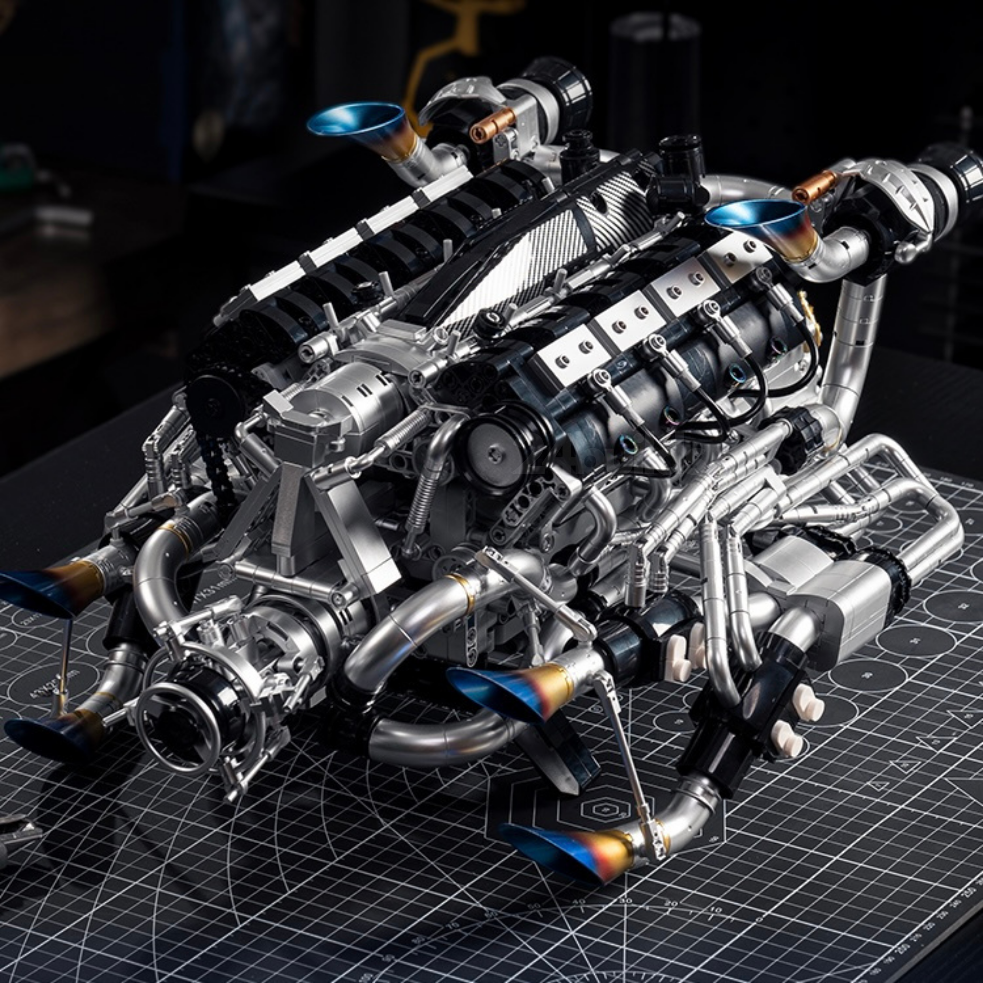 Burnt Blue V8 Performance Engine | 2774pcs | Block World