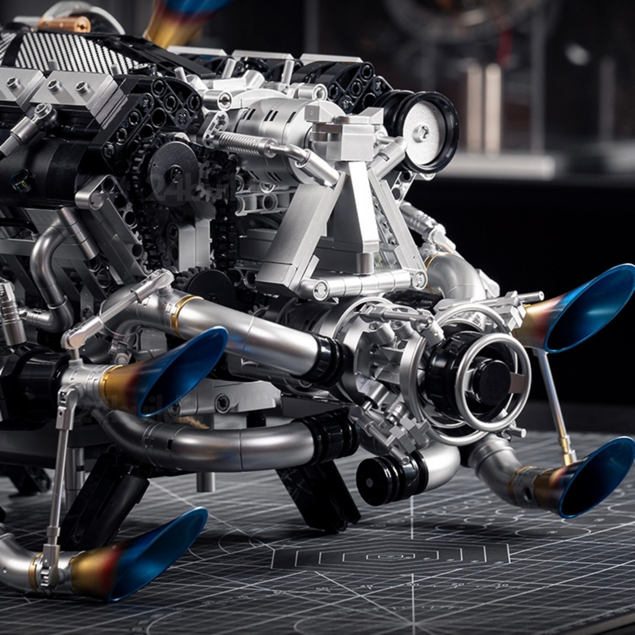 Burnt Blue V8 Performance Engine | 2774pcs | Block World