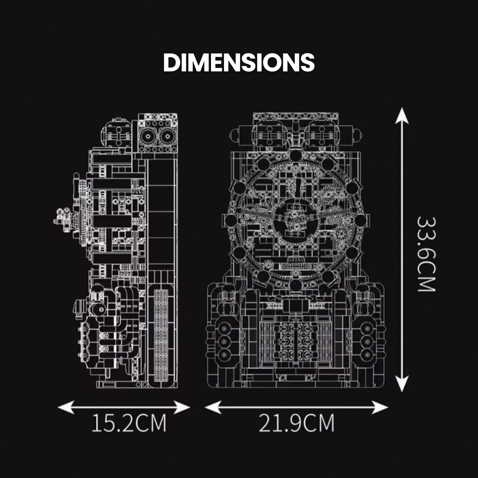 Motorised Cyberpunk Mechanical Clock | 1602pcs
