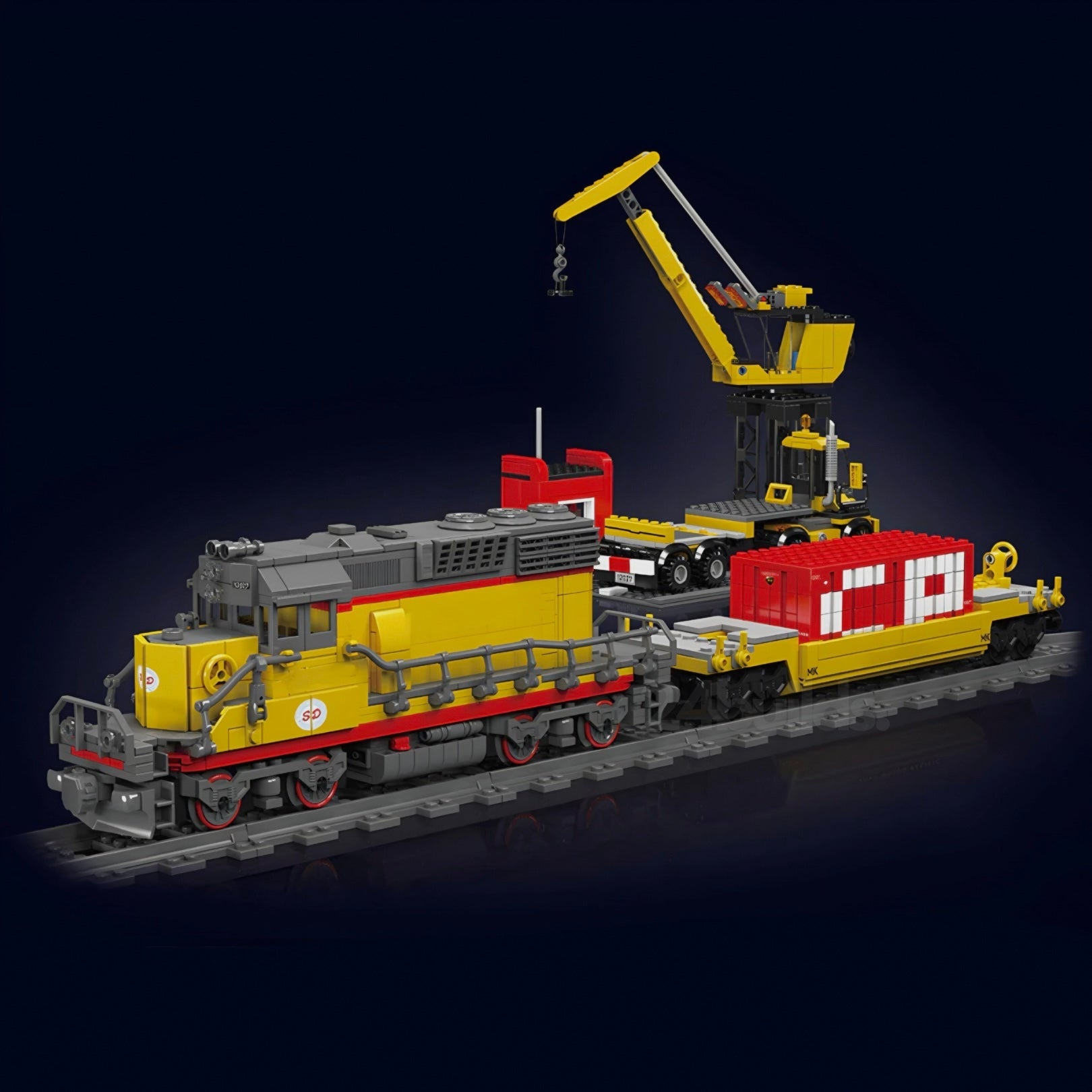 EMD SD40 Freight Train With Crane | 1170pcs | Block World