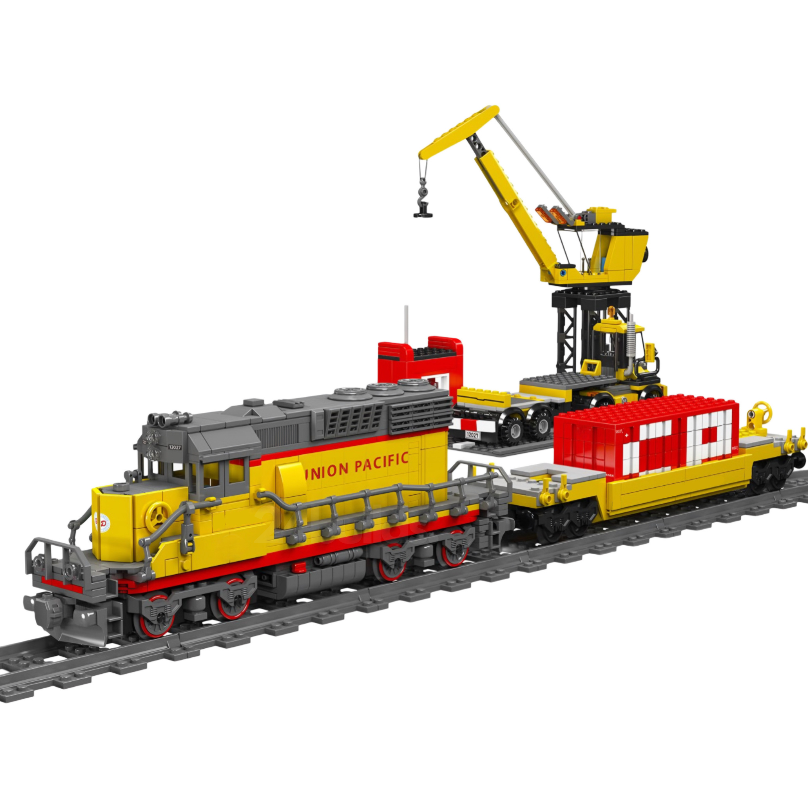 EMD SD40 Freight Train With Crane | 1170pcs | Block World