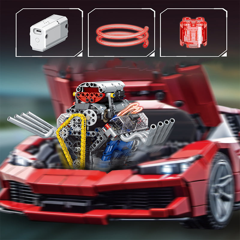 Supercar V8 Engine mounted in supercar chassis - lifestyle
