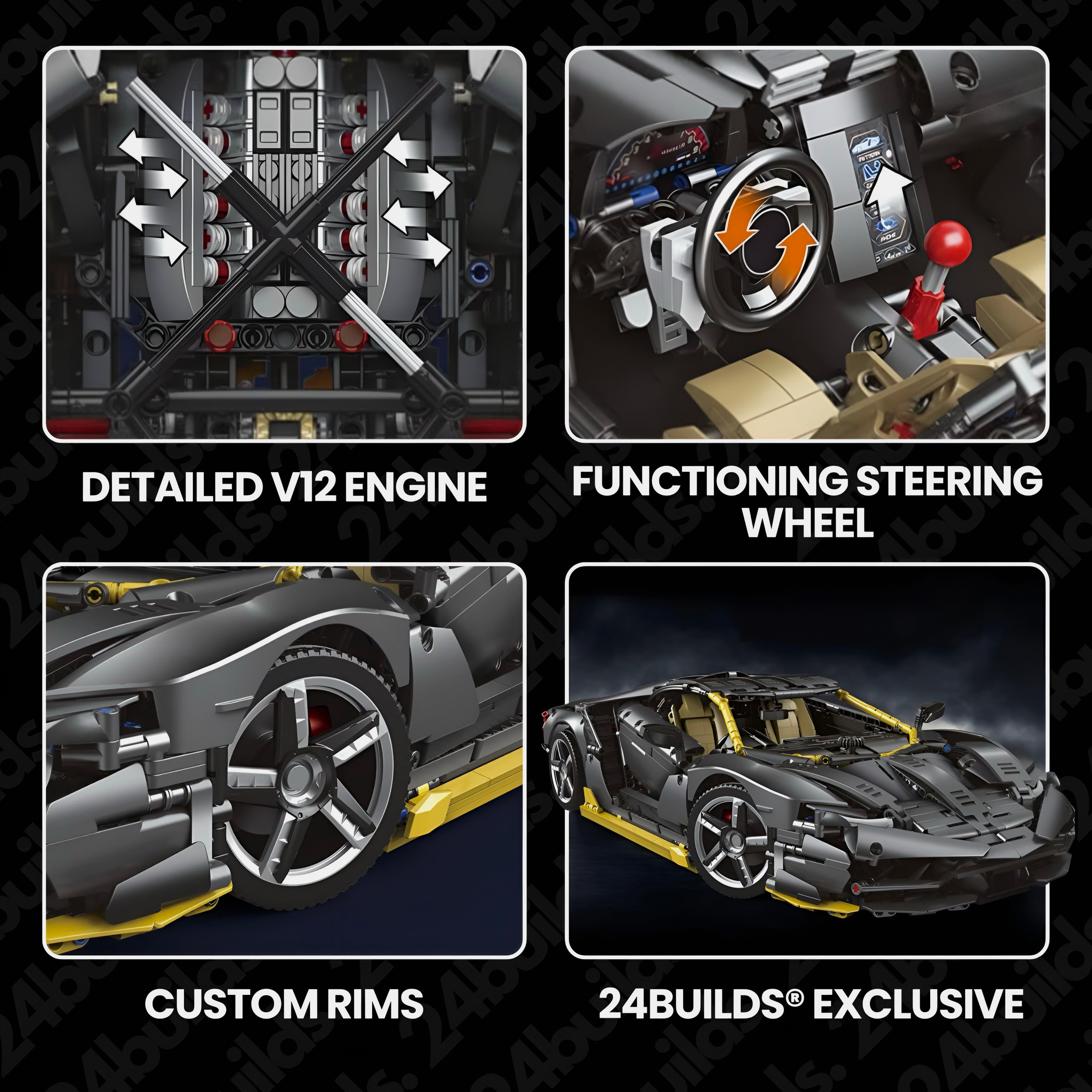 Black Edition Italian V12 Supercar | 3844pcs | Block World