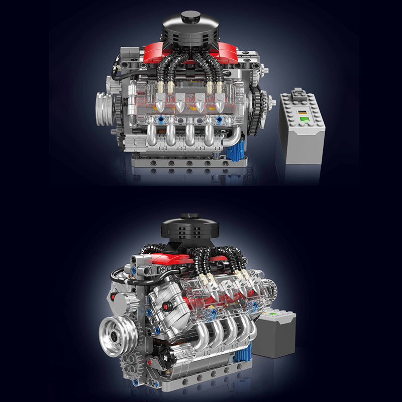 LSX454 V8 Engine - two angles, dark studio