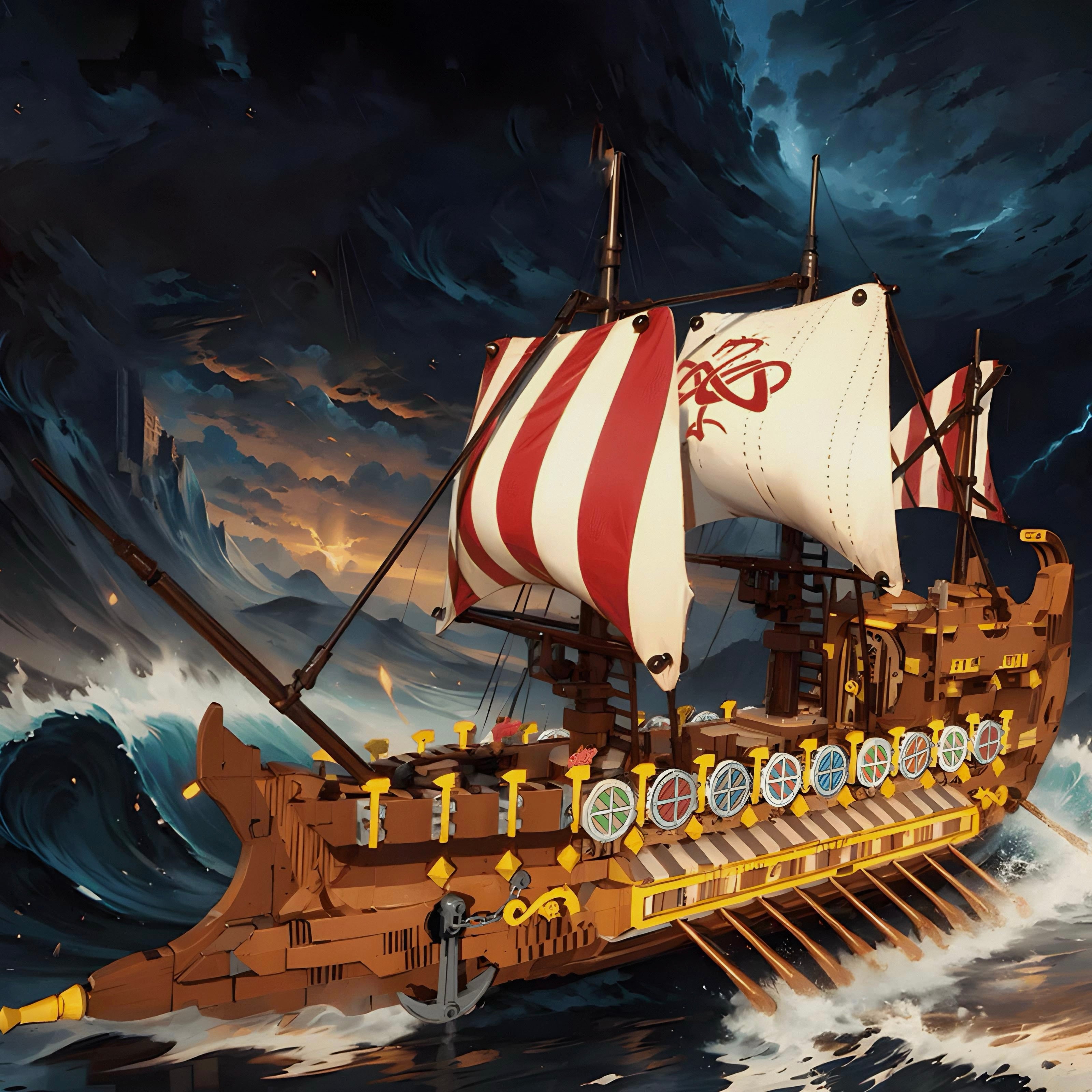 Ancient Viking Warship | 2074pcs | Block World