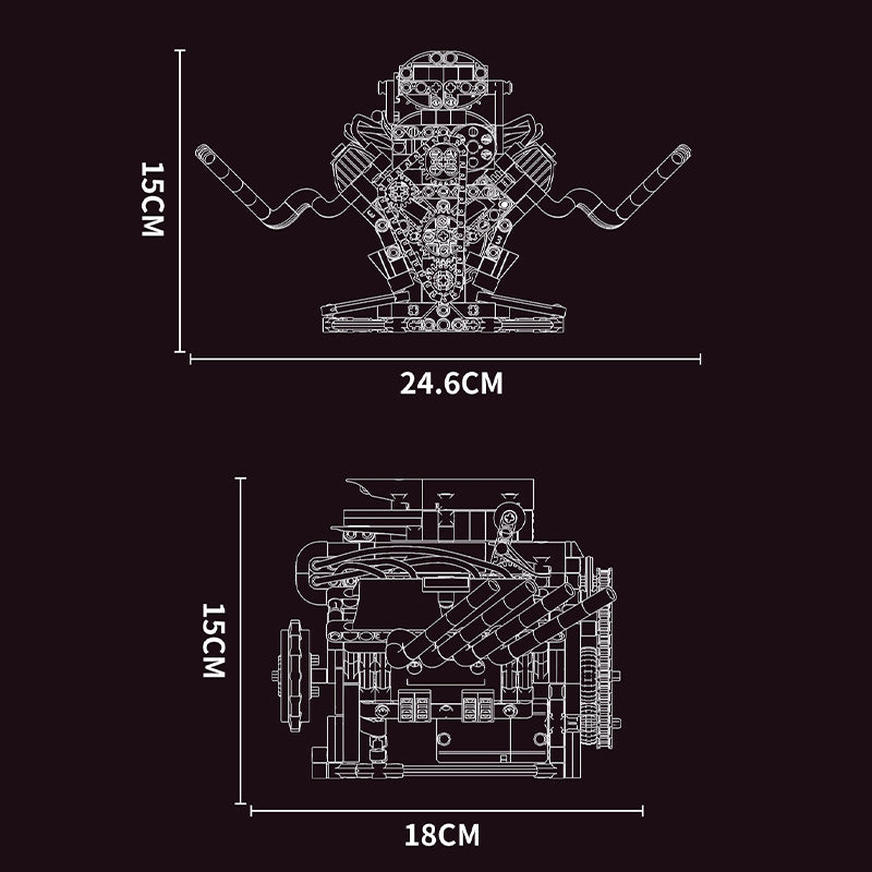 Supercar V8 Engine - dimensions 24.6 x 18 cm