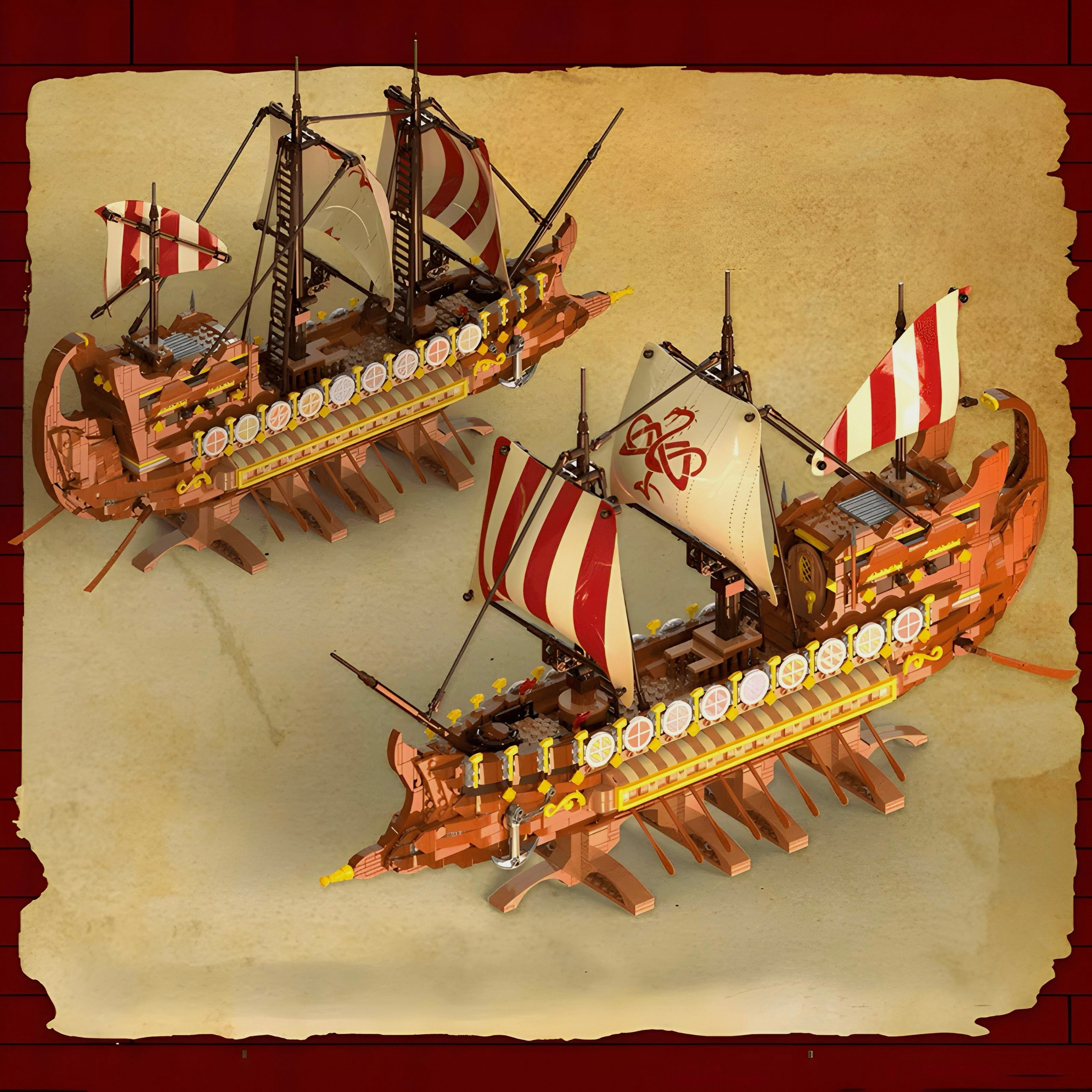Ancient Viking Warship | 2074pcs | Block World