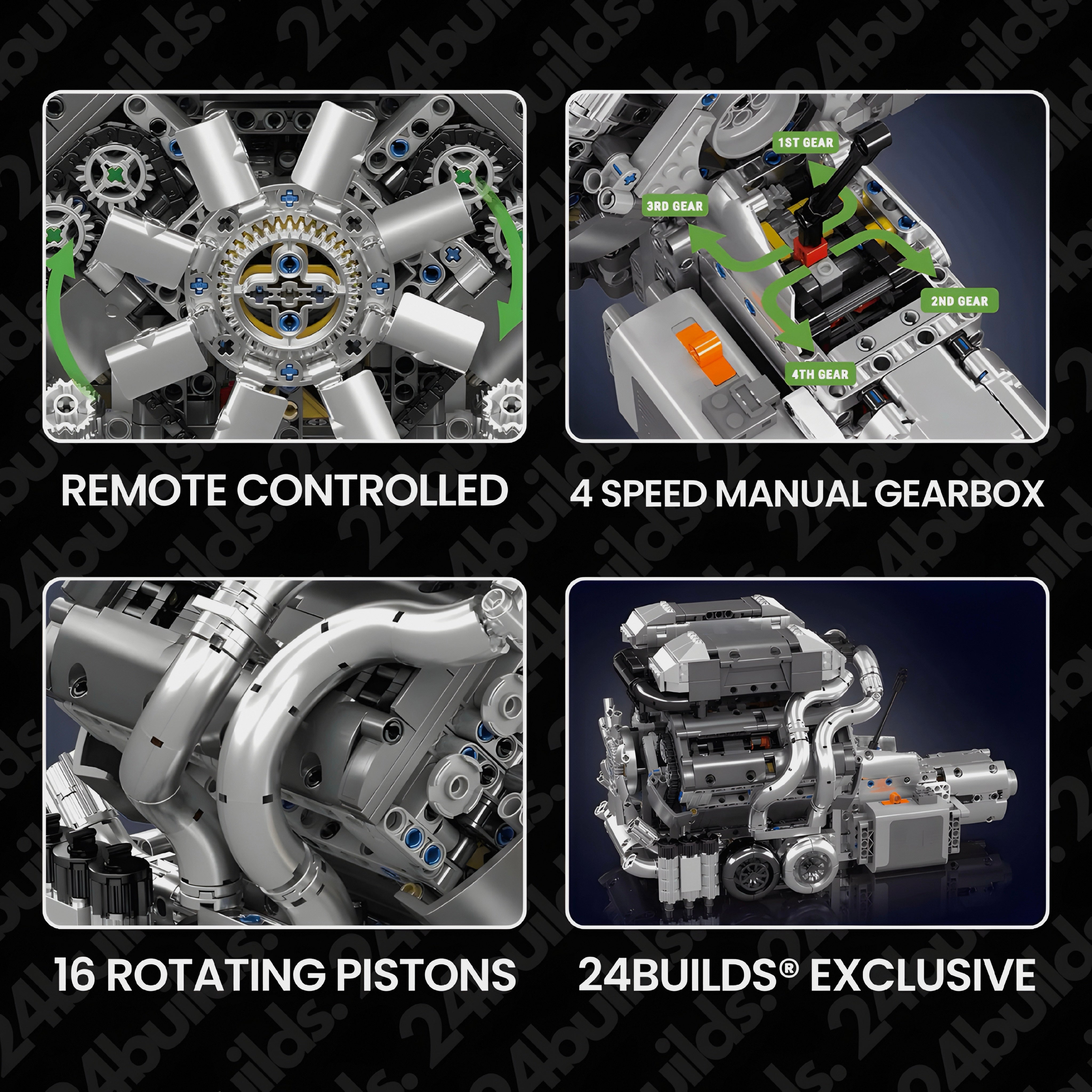 Motorised Hypercar W16 Engine & Gearbox | 2024pcs