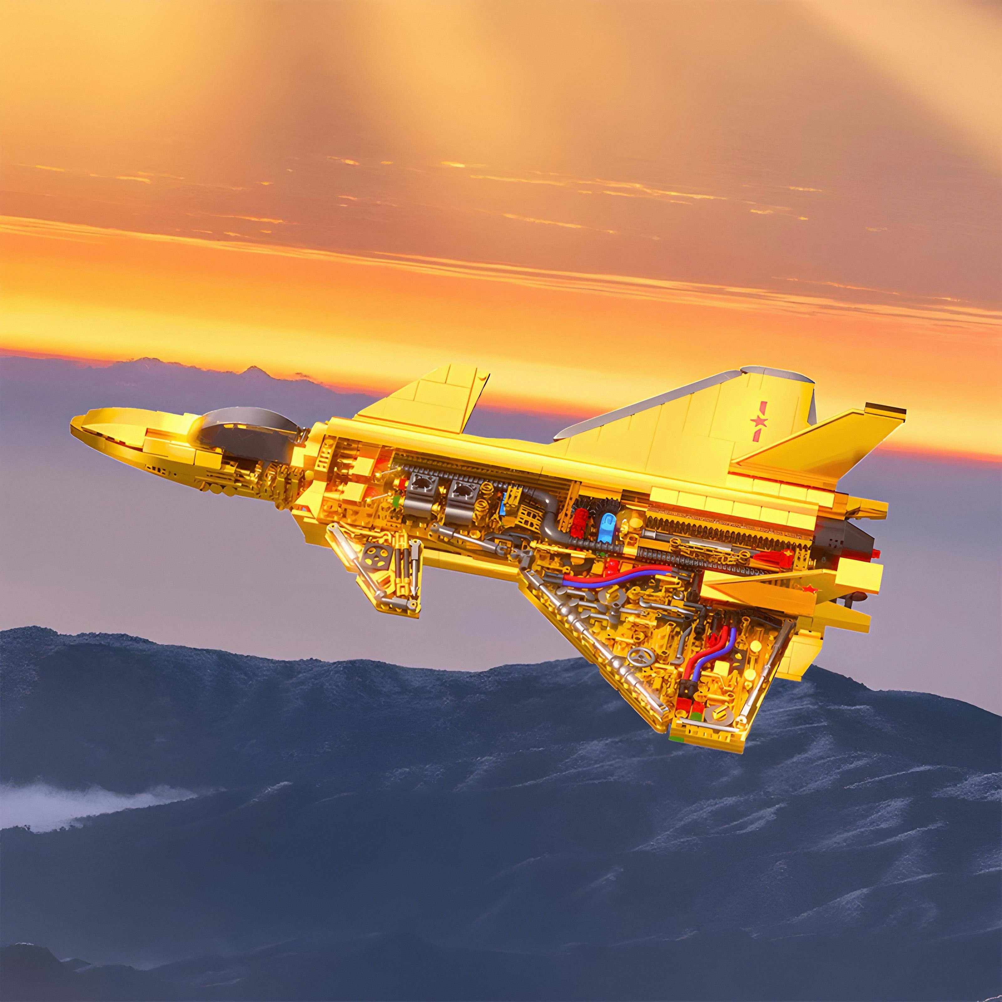 Gold Edition J-20 Stealth Fighter | 1202pcs | Block World