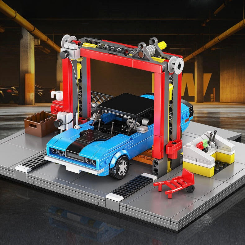 70s American Auto Repair Shop | 856pcs | Block World