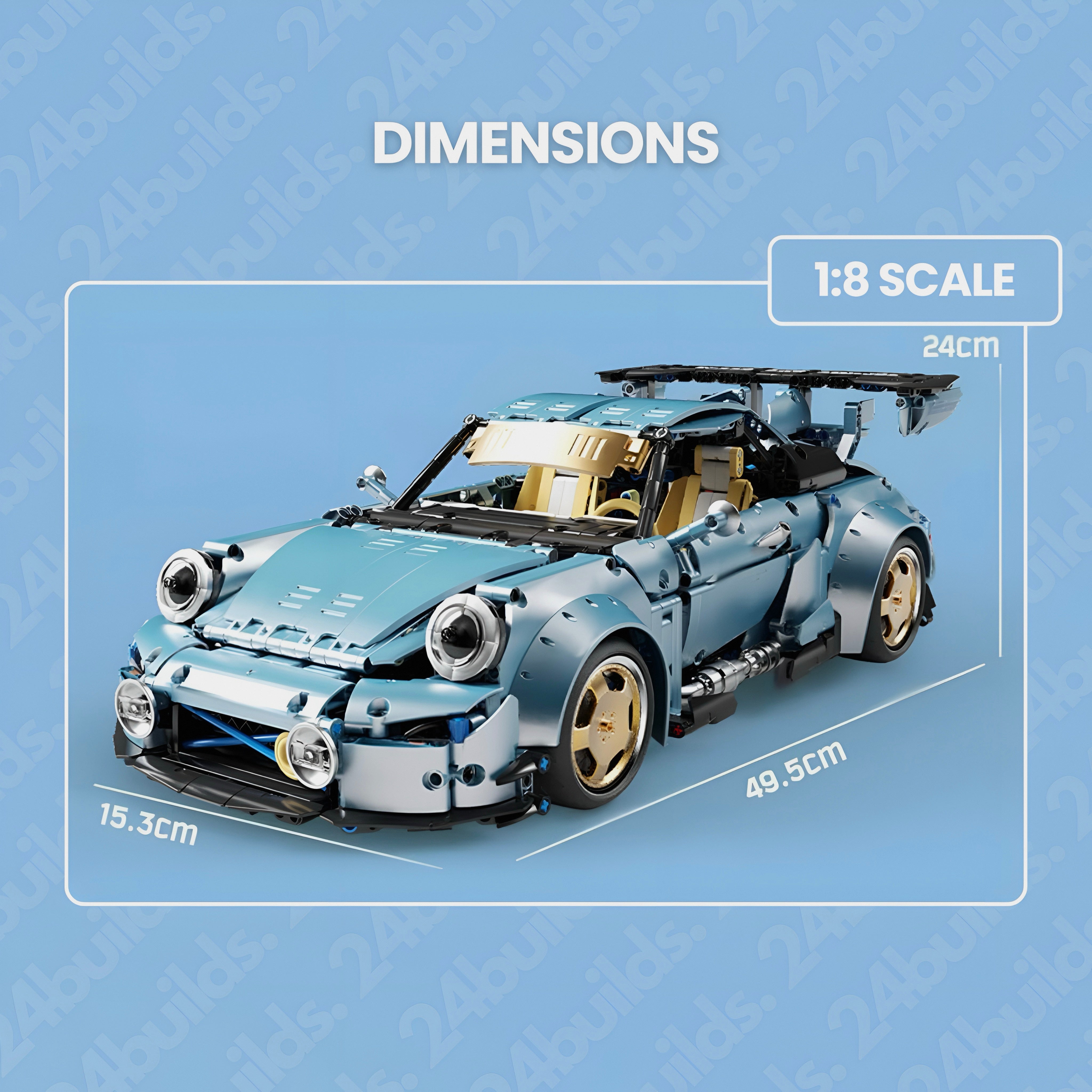 Baby Blue 911 (993) RWB | 2368pcs | Block World