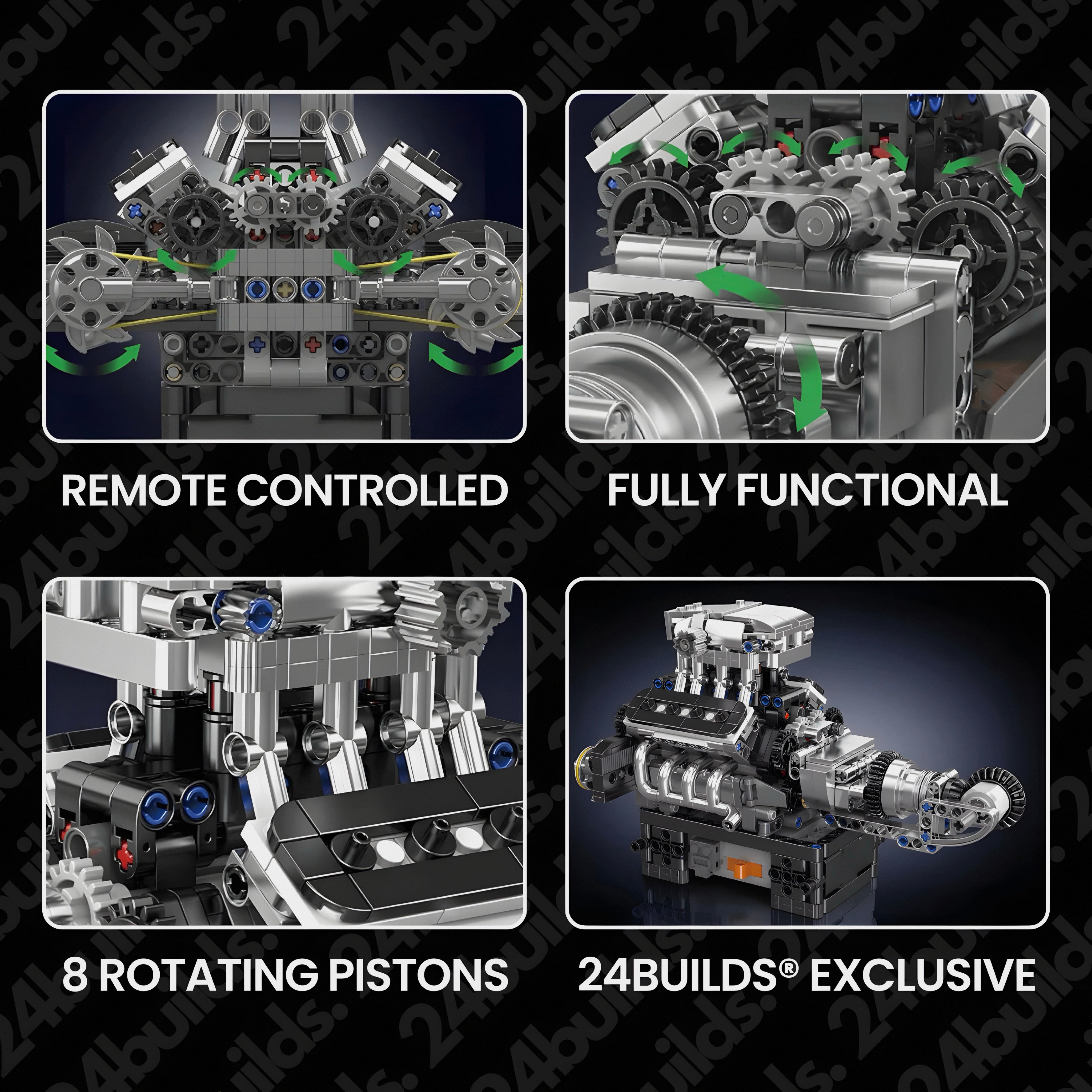 Motorised British Supercar V8 Engine | 736pcs