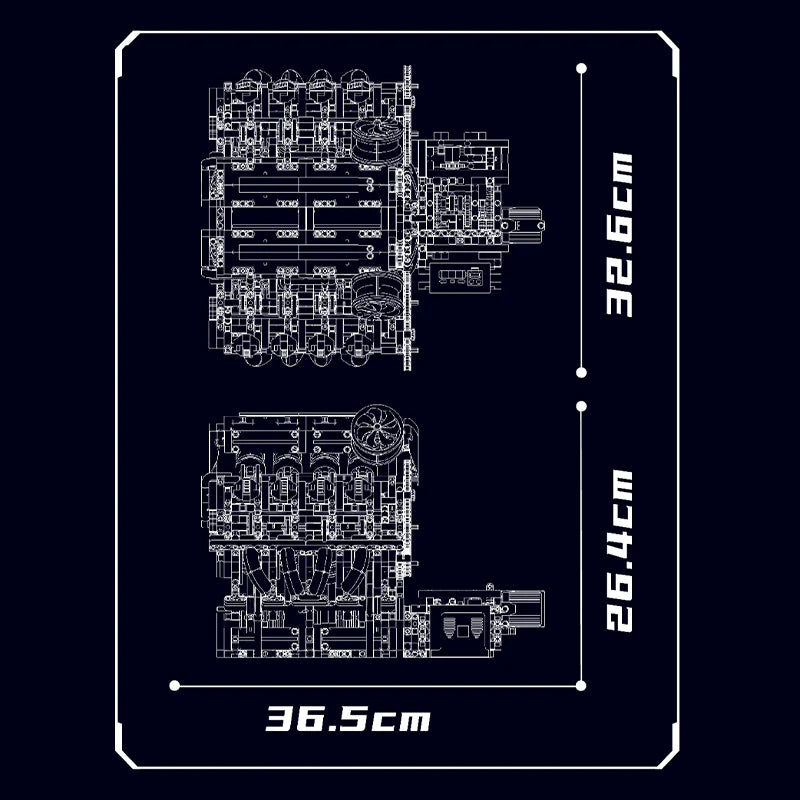 Motorised Italian V8 Engine | 2717pcs
