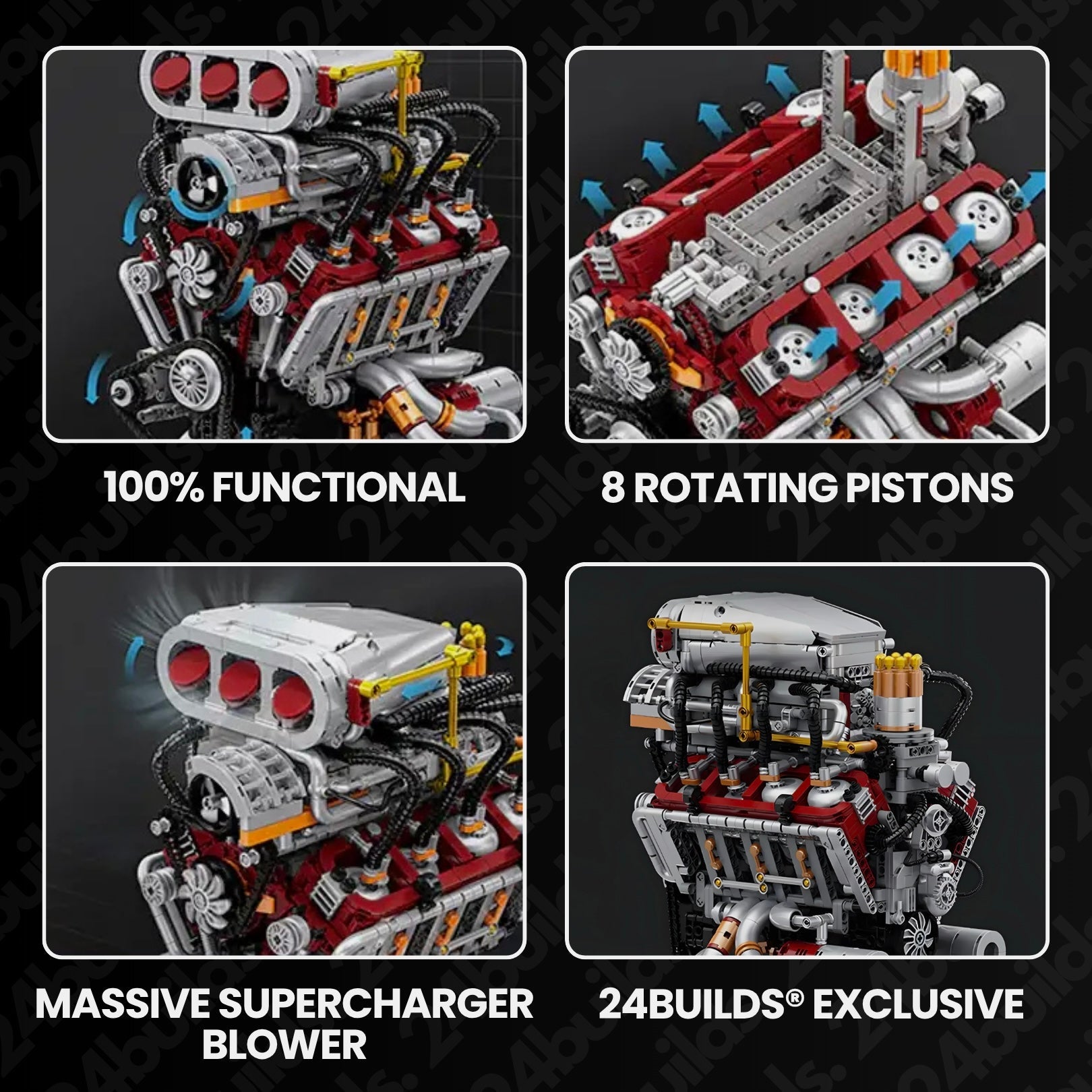 Supercharged V8 American Engine | 2348pcs