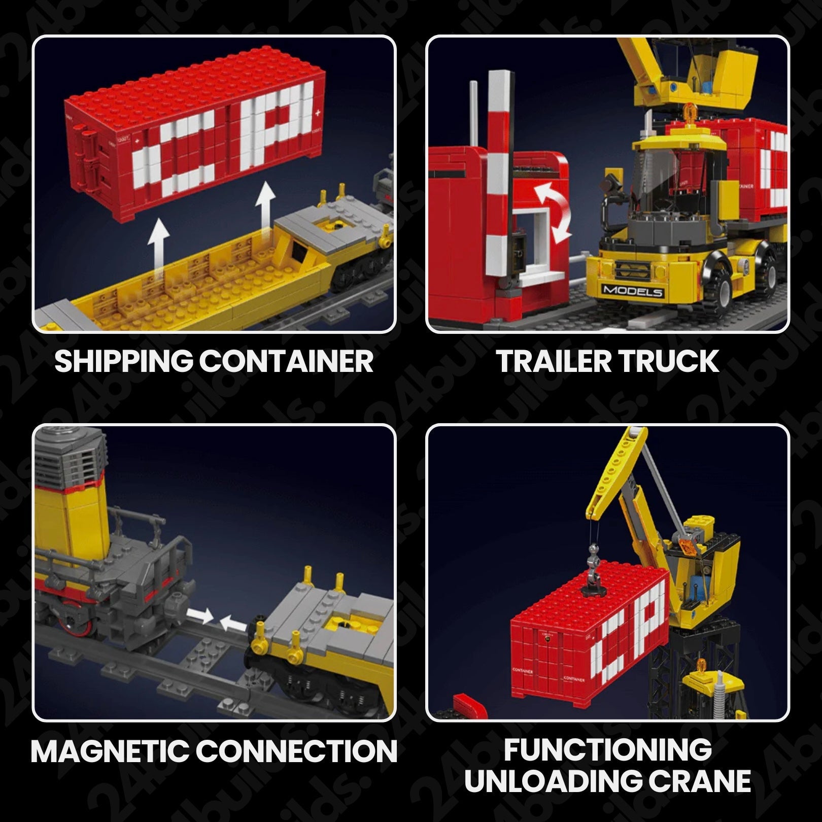 EMD SD40 Freight Train With Crane | 1170pcs | Block World