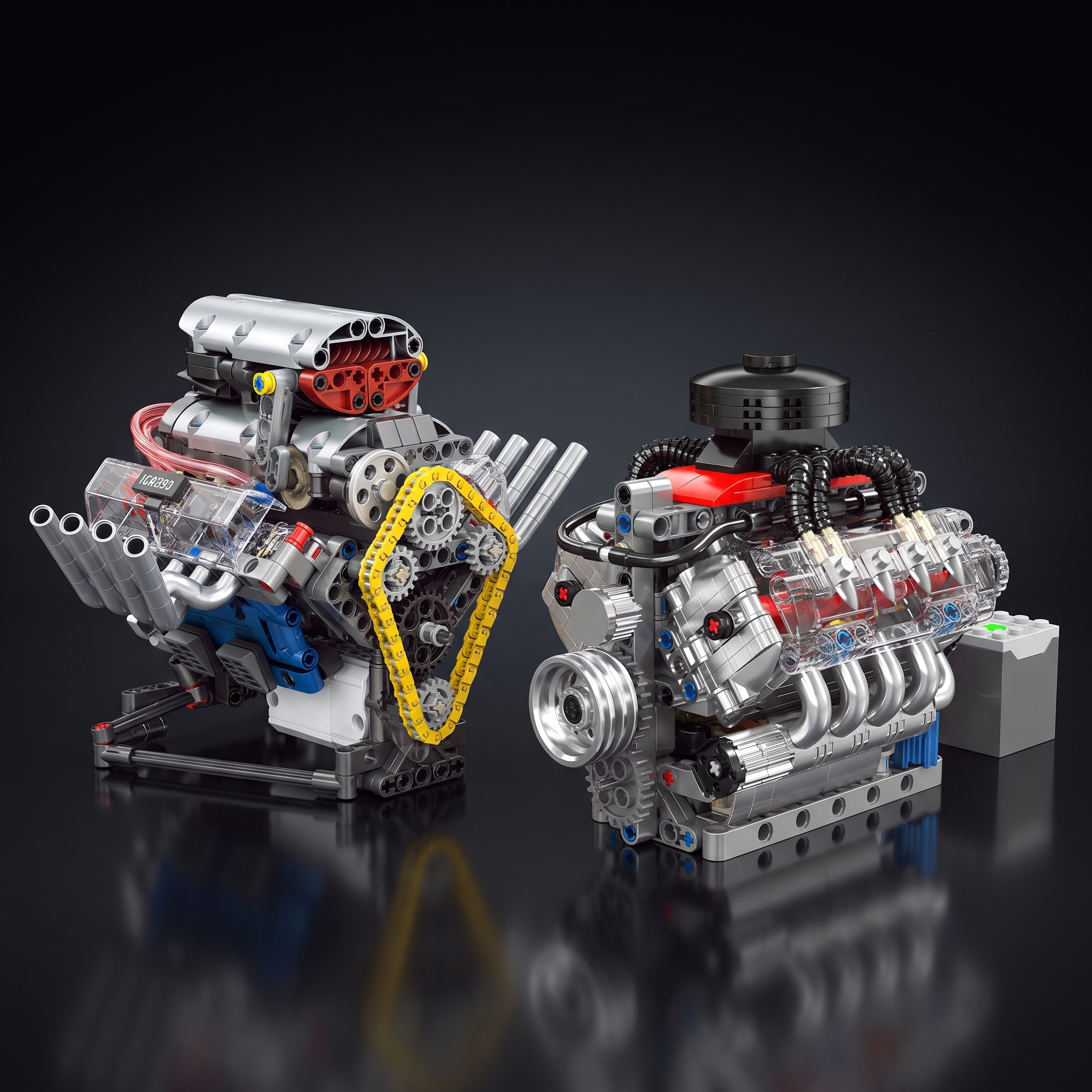Motorised V8 Supercar Engine and LSX454 - the V8 Duo, both engines side by side