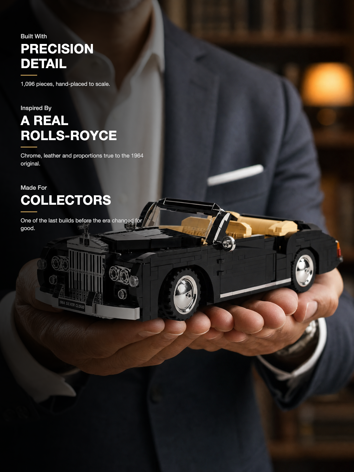 Collector holding the 1964 RR Silver Cloud model, built with precision detail